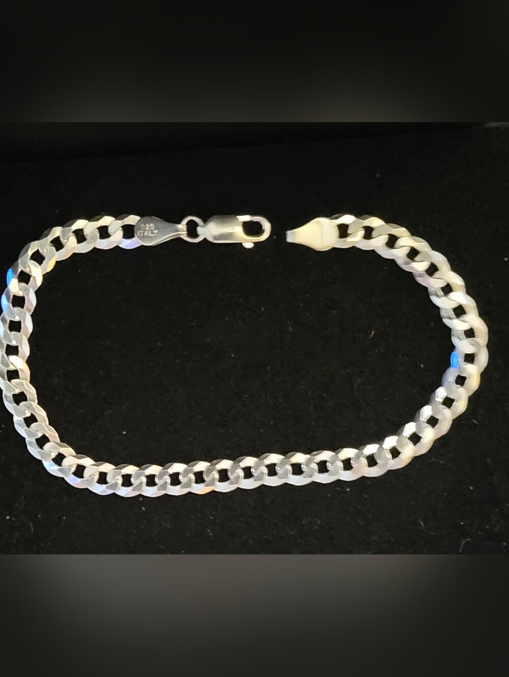 Sterling Silver Men's Cuban Chain Bracelet - Sterling Silver 7.5 Inches